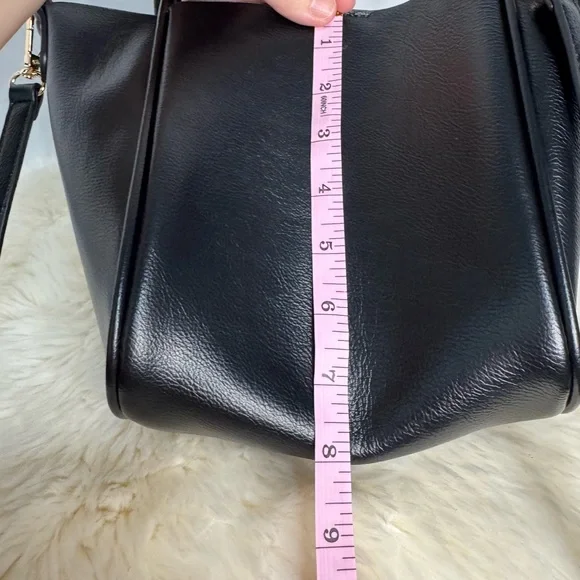 Black Faux Leather Handbag with Gold Hardware- Like New! - Picture 11 of 12